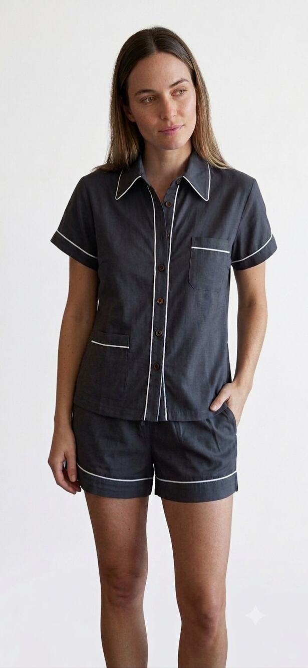 New Patiini black 3pc pajama set short sleeve shorts sz XS